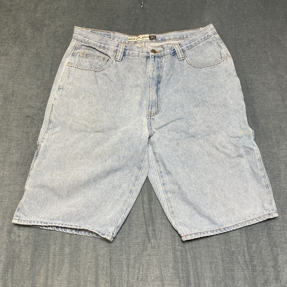 Bugle Boy Jeans 752 Carpenter Shorts Mens 36 Blue Denim Straight Leg Zip Fly